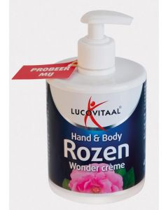 Lucovitaal Hand & body rozen wonder creme 500 milliliter